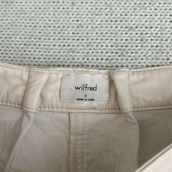 Aritzia Wilfred Cream Leather Straight Leg Pants Size 8 - Picture 2 of 8